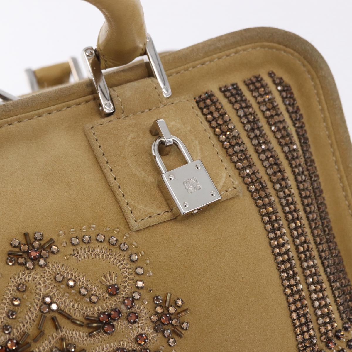 LOEWE Amazona 30 Hand Bag Suede Beige Silver Auth 202990V