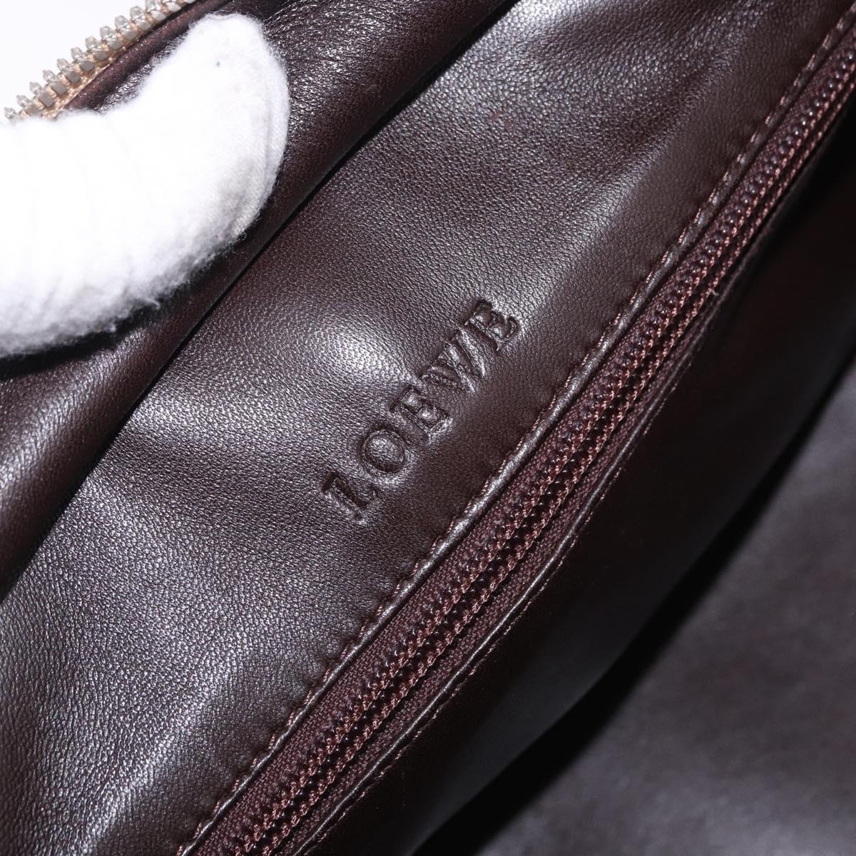 LOEWE Amazona 30 Hand Bag Suede Beige Silver Auth 202990V