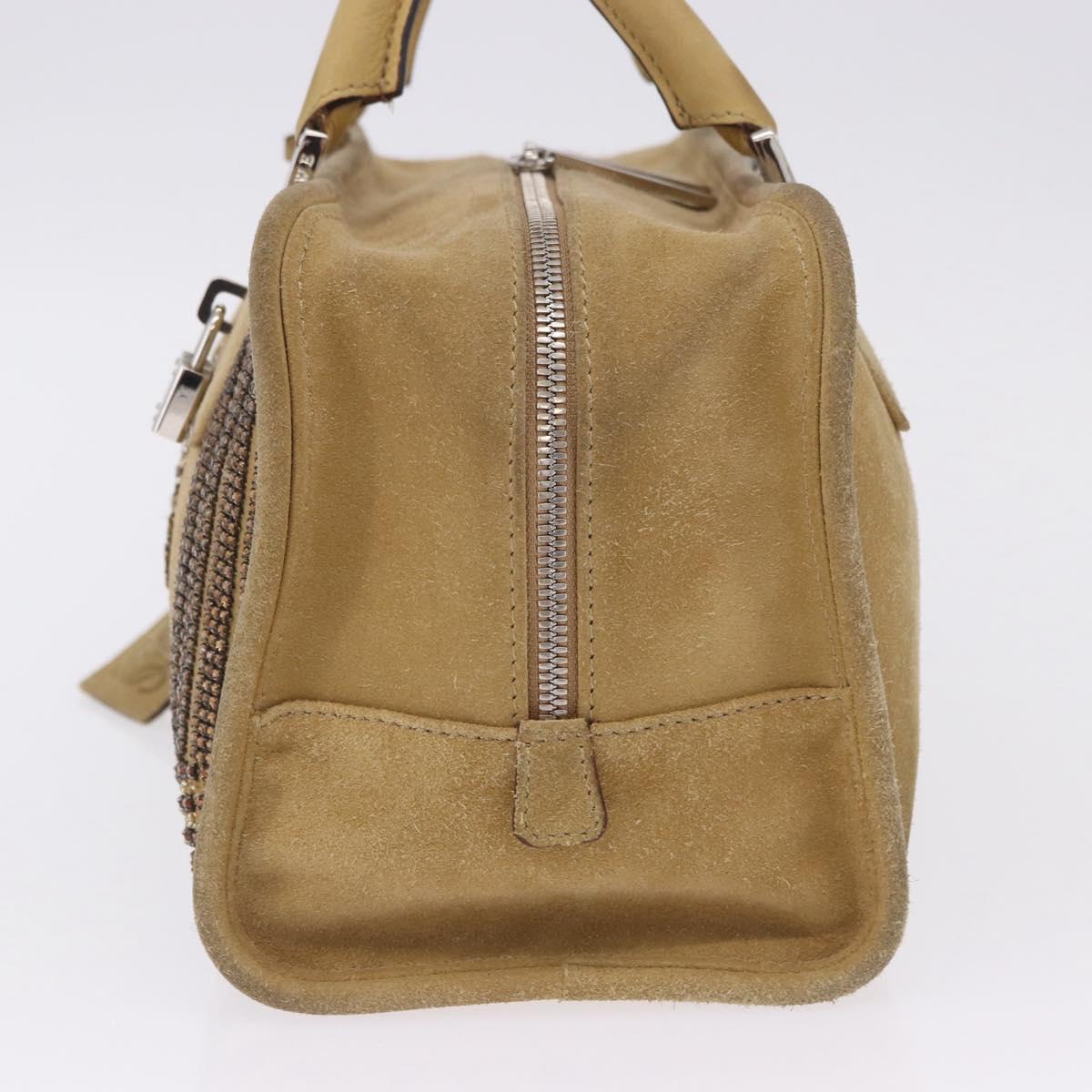 LOEWE Amazona 30 Hand Bag Suede Beige Silver Auth 202990V