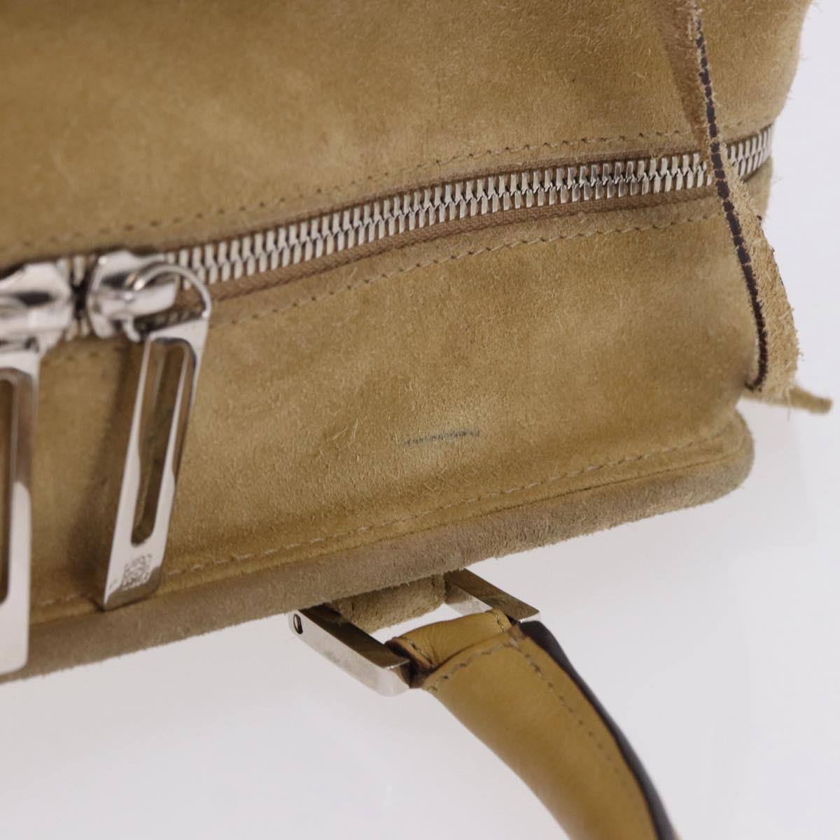 LOEWE Amazona 30 Hand Bag Suede Beige Silver Auth 202990V