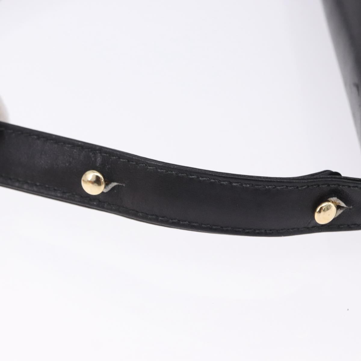 Salvatore Ferragamo Gancini Shoulder Bag Leather Black Gold Auth 202991A