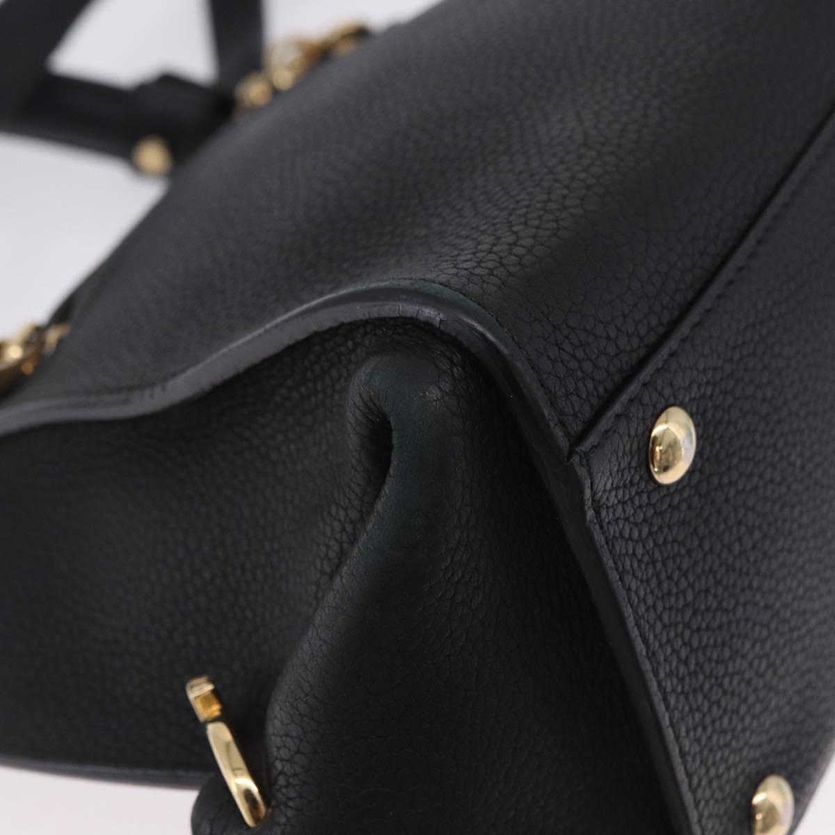 Salvatore Ferragamo Gancini Sofia Hand Bag Leather 2way Black Gold Auth 202994