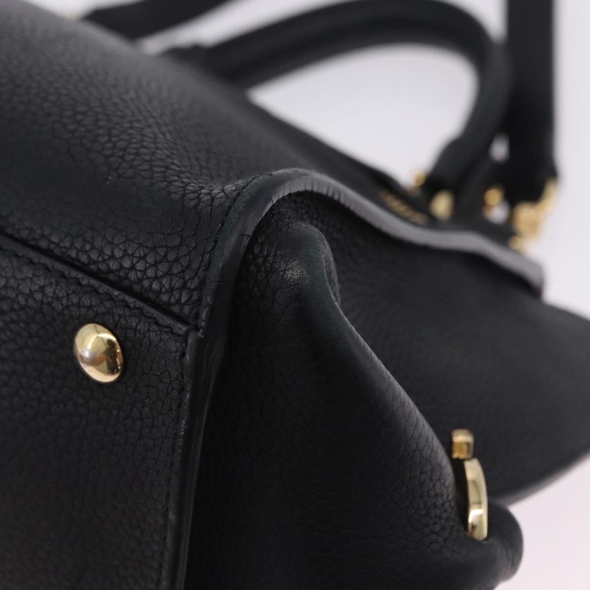 Salvatore Ferragamo Gancini Sofia Hand Bag Leather 2way Black Gold Auth 202994