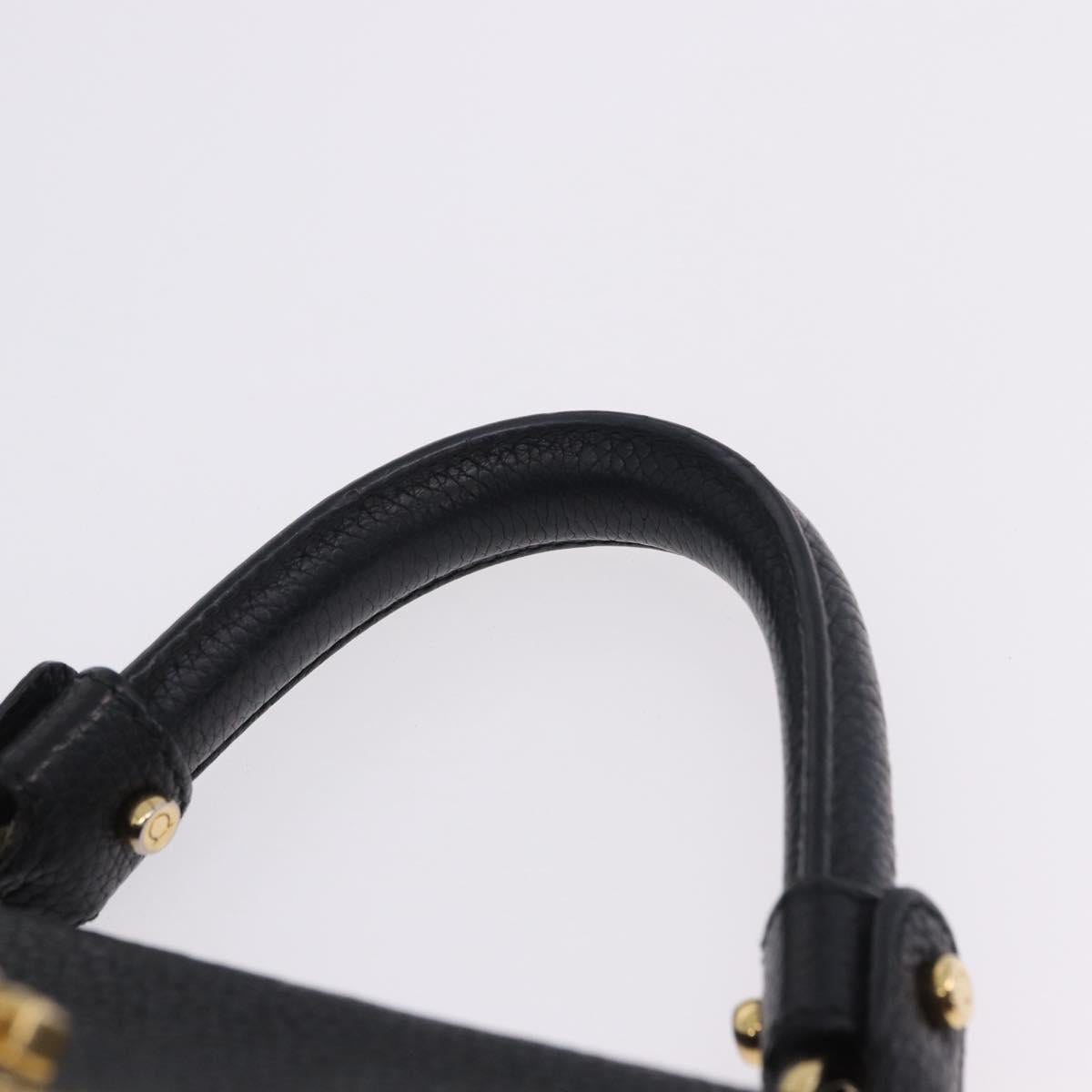 Salvatore Ferragamo Gancini Sofia Hand Bag Leather 2way Black Gold Auth 202994