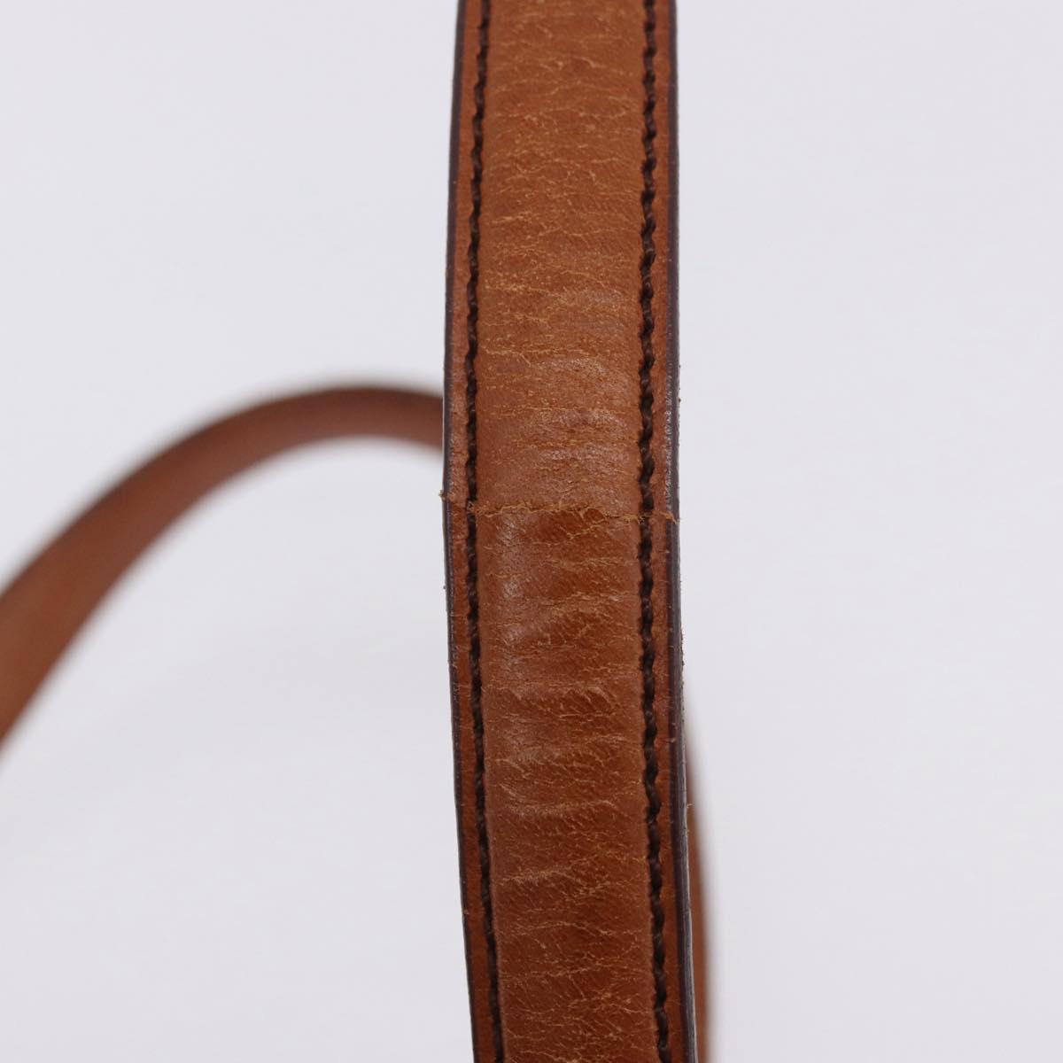 PRADA Shoulder Bag Leather Brown Silver Auth 202998