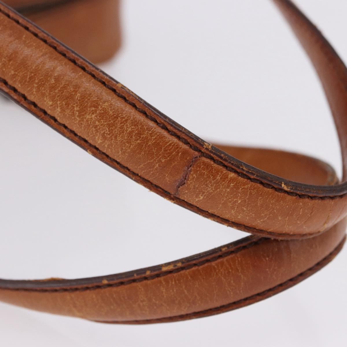 PRADA Shoulder Bag Leather Brown Silver Auth 202998