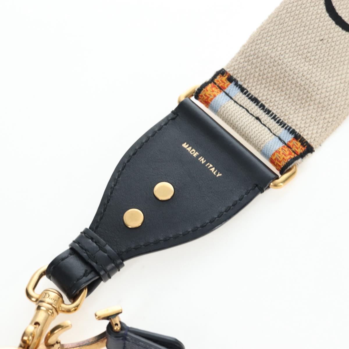 Christian Dior Saddle Shoulder Bag Leather 2way Navy Gold Auth 203000V