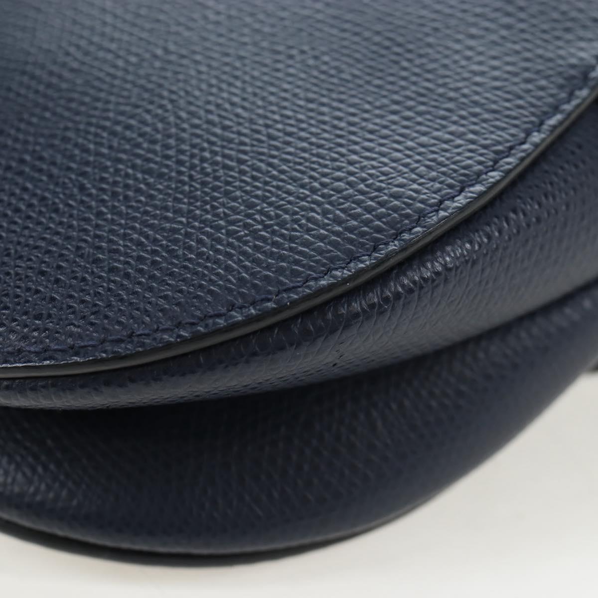 Christian Dior Saddle Shoulder Bag Leather 2way Navy Gold Auth 203000V