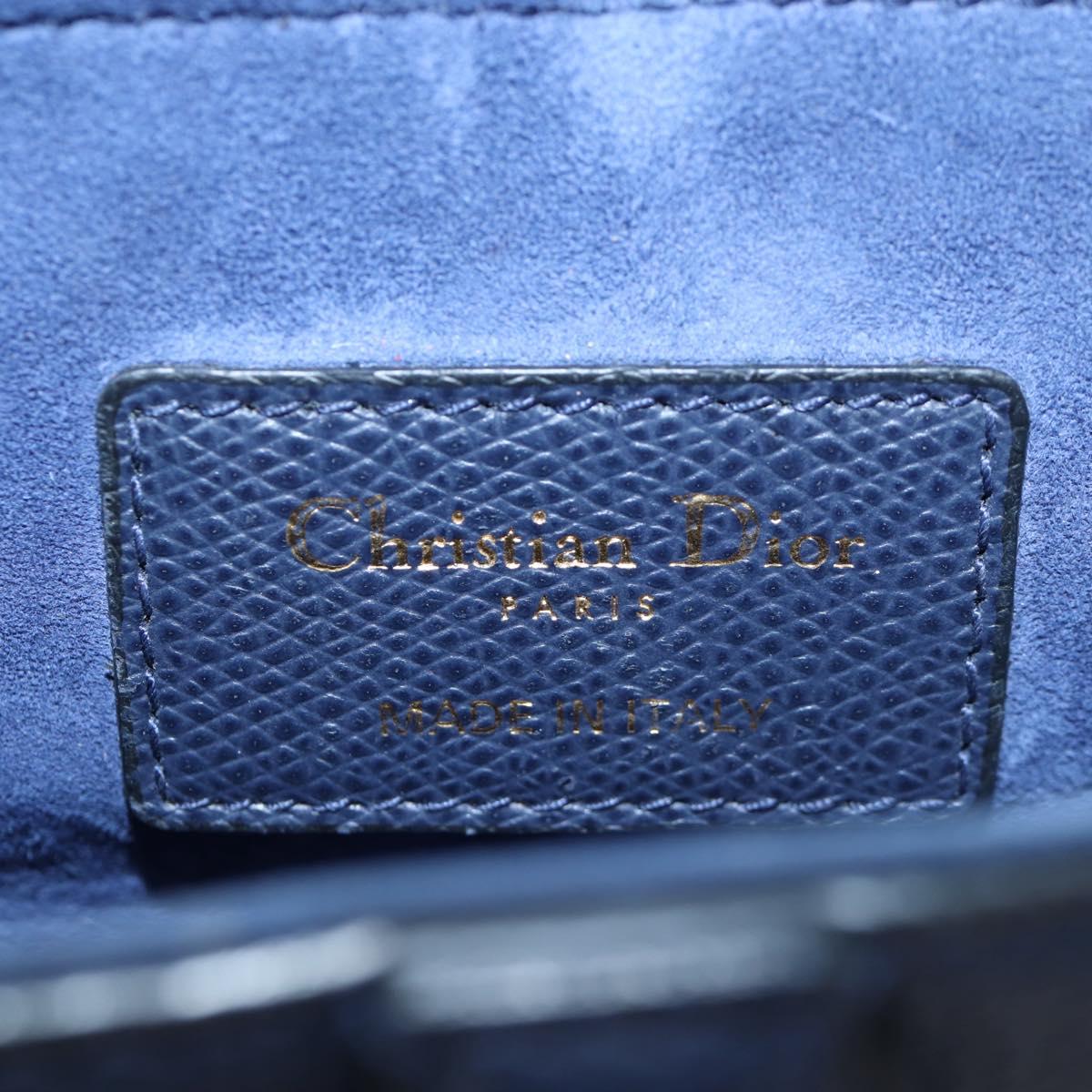 Christian Dior Saddle Shoulder Bag Leather 2way Navy Gold Auth 203000V