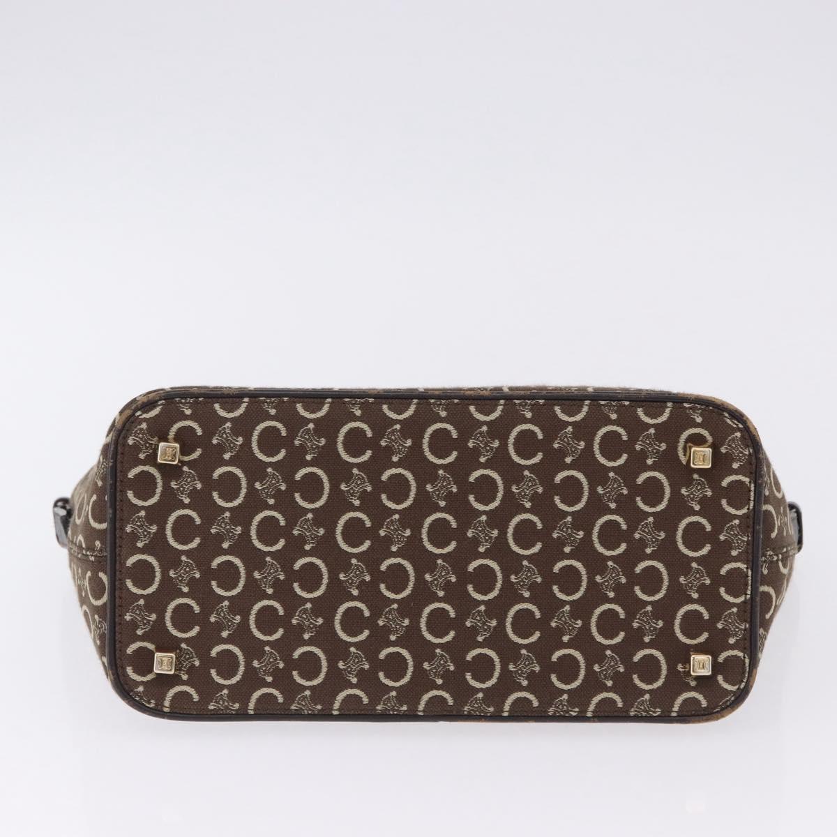 CELINE C Macadam Canvas Shoulder Bag Brown Gold Auth 203001
