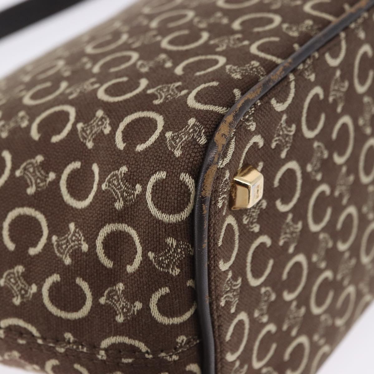 CELINE C Macadam Canvas Shoulder Bag Brown Gold Auth 203001