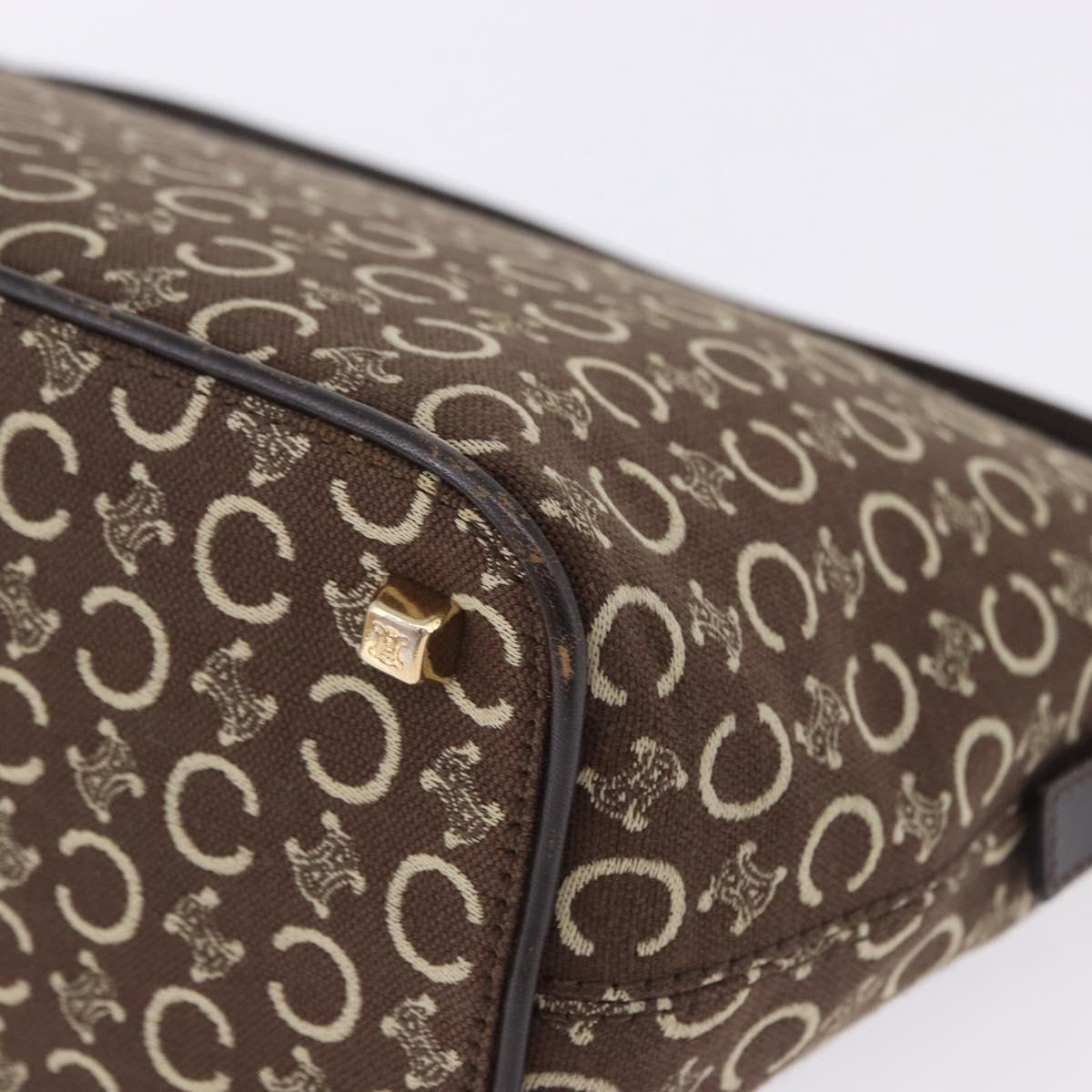 CELINE C Macadam Canvas Shoulder Bag Brown Gold Auth 203001