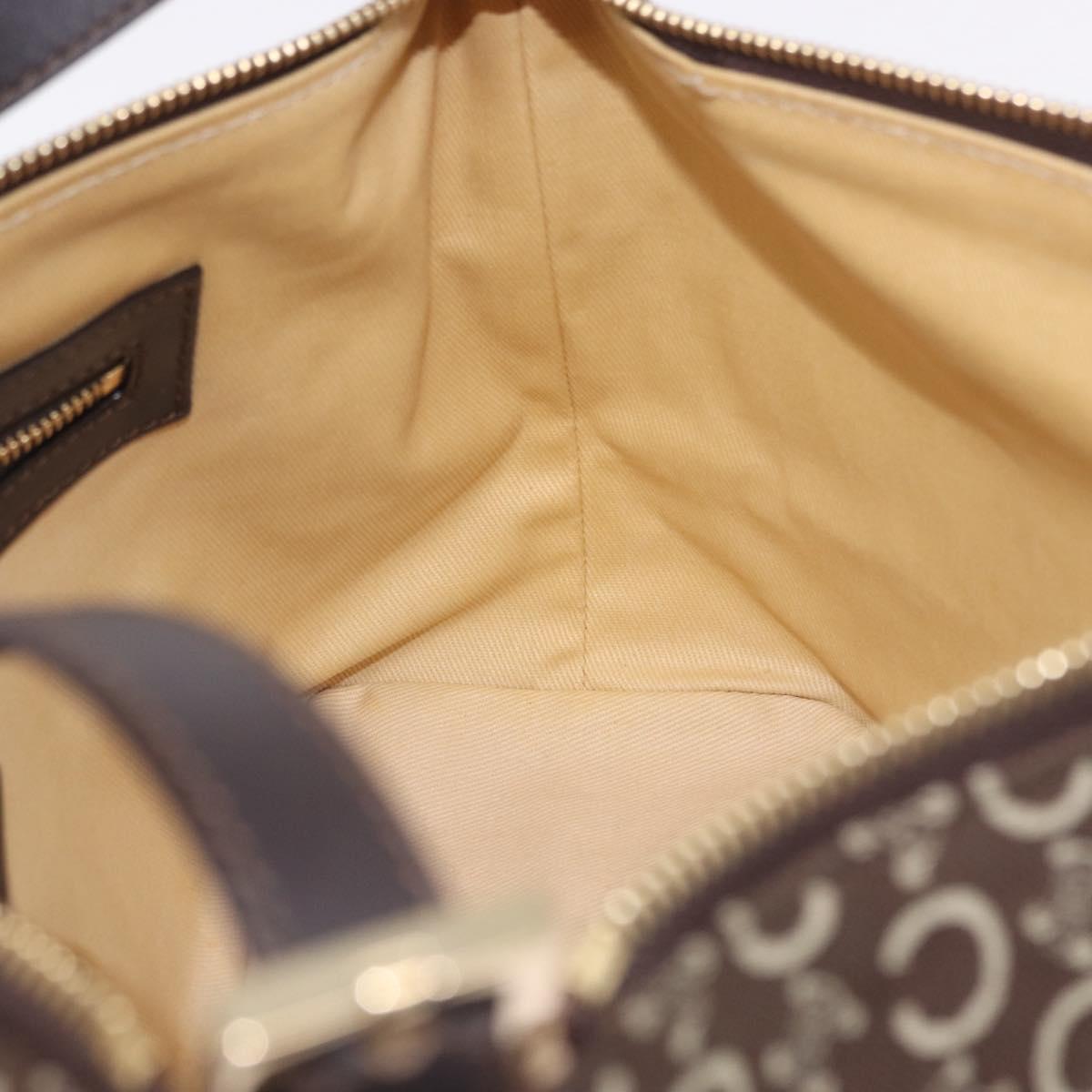 CELINE C Macadam Canvas Shoulder Bag Brown Gold Auth 203001