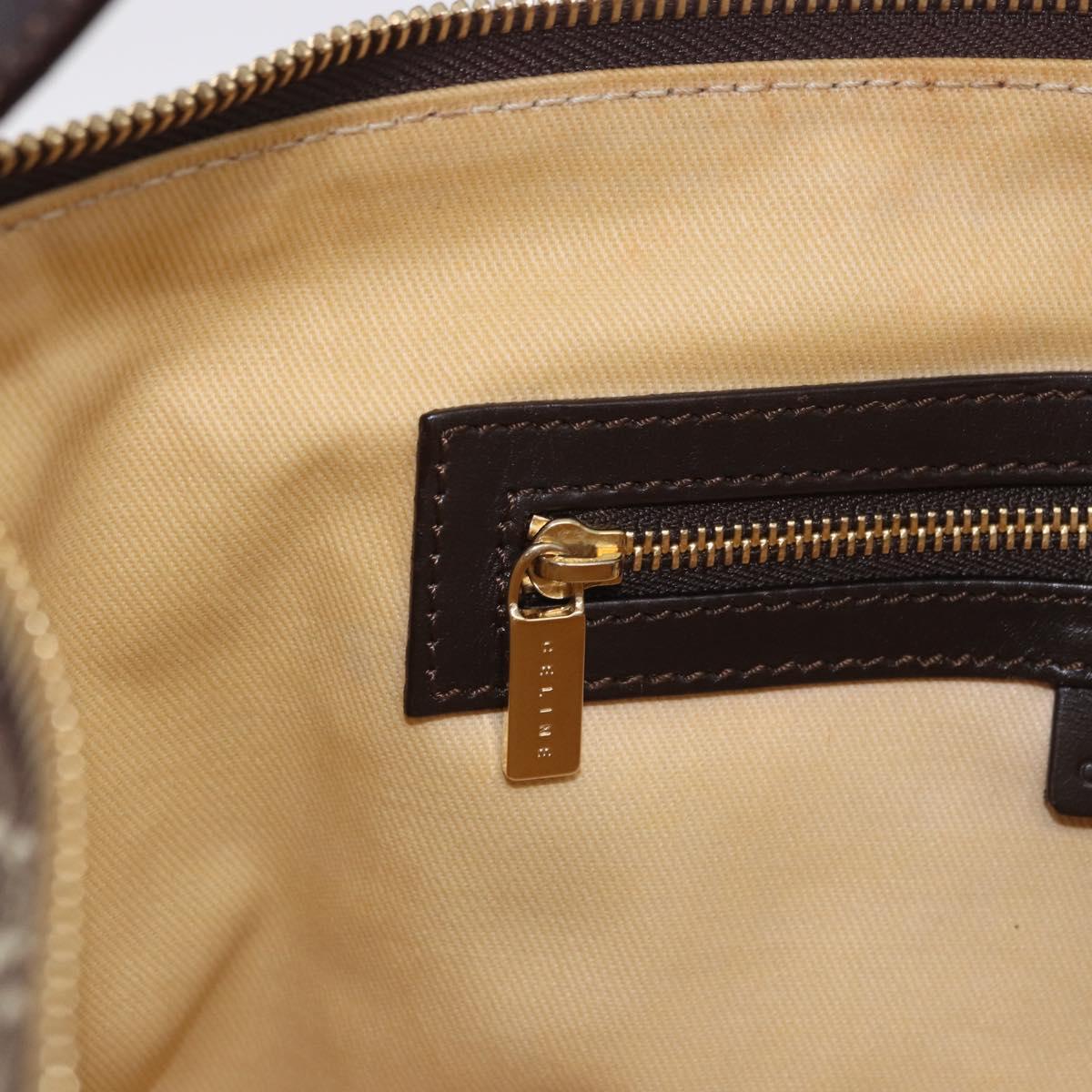 CELINE C Macadam Canvas Shoulder Bag Brown Gold Auth 203001