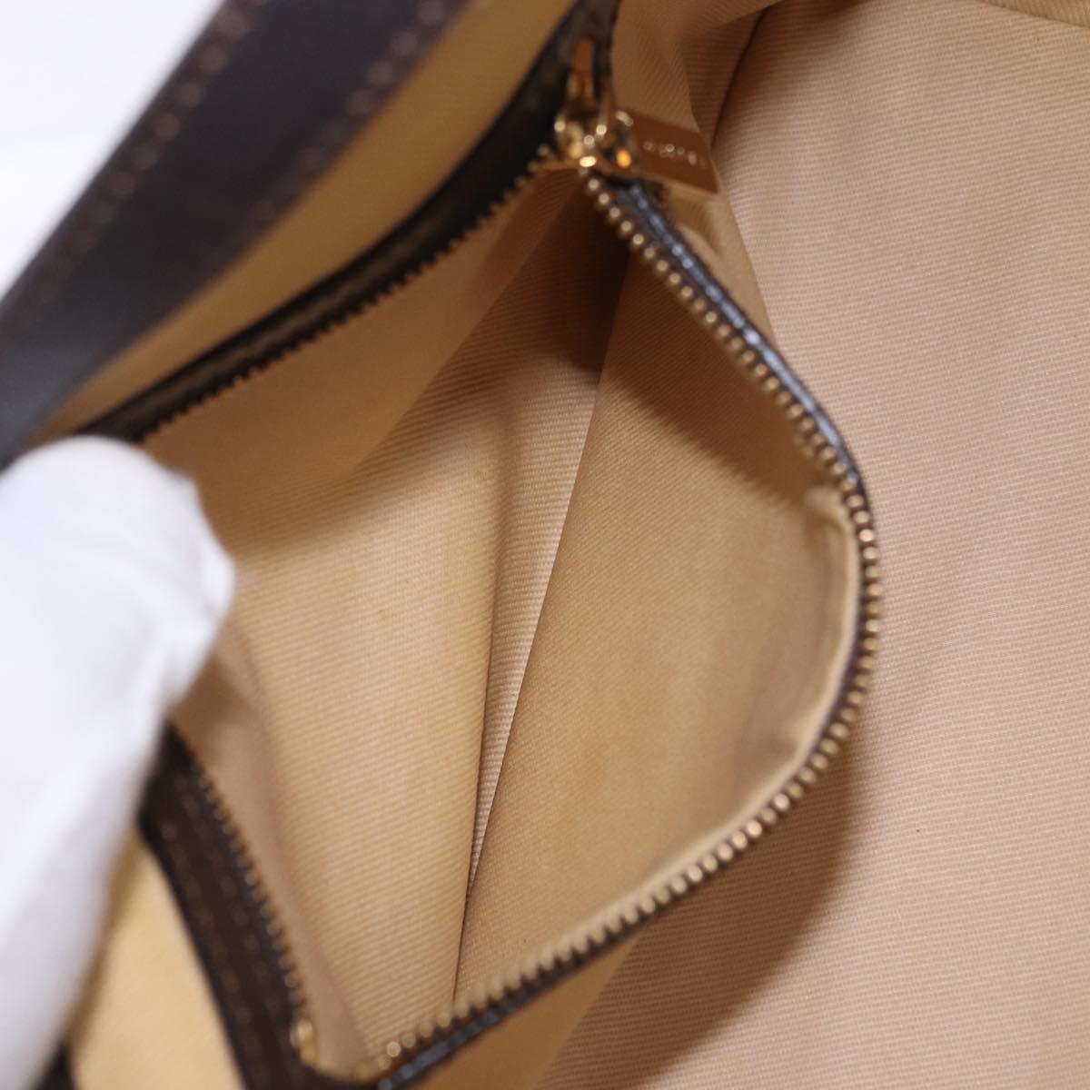 CELINE C Macadam Canvas Shoulder Bag Brown Gold Auth 203001