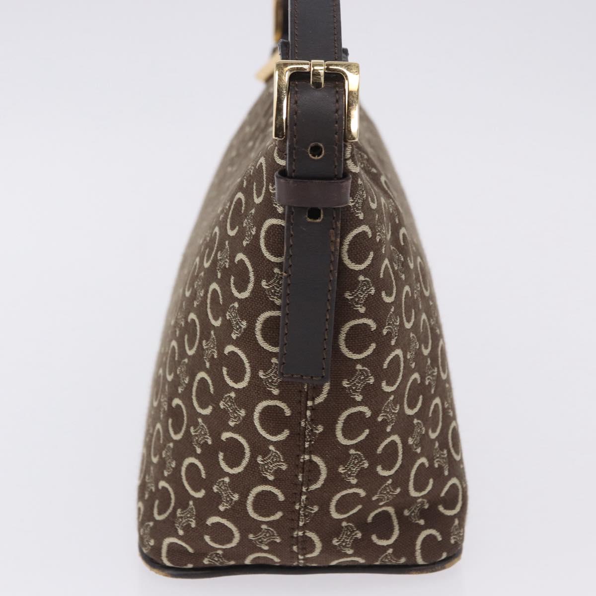 CELINE C Macadam Canvas Shoulder Bag Brown Gold Auth 203001