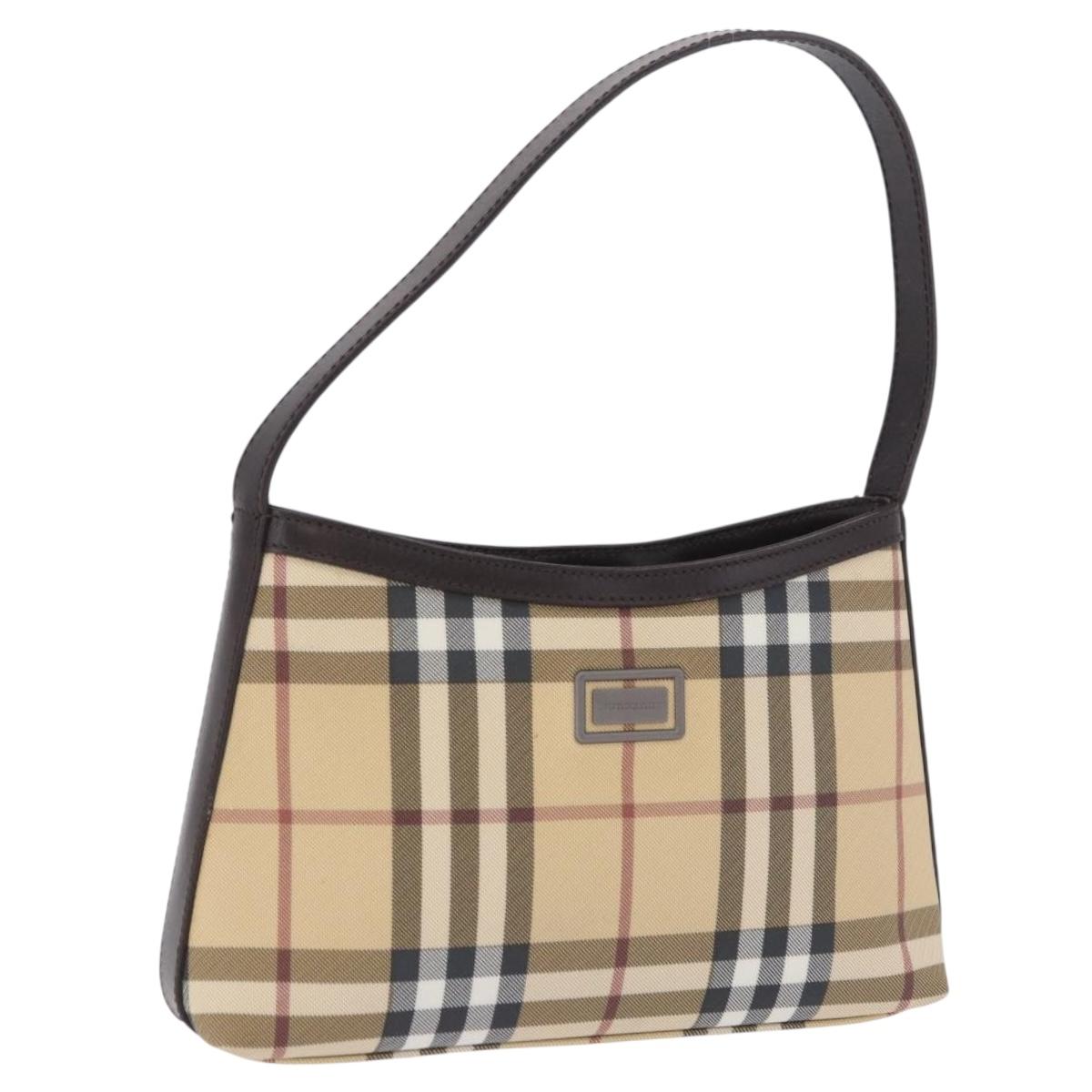 BURBERRY Nova Check Shoulder Bag PVC Beige Auth 203002