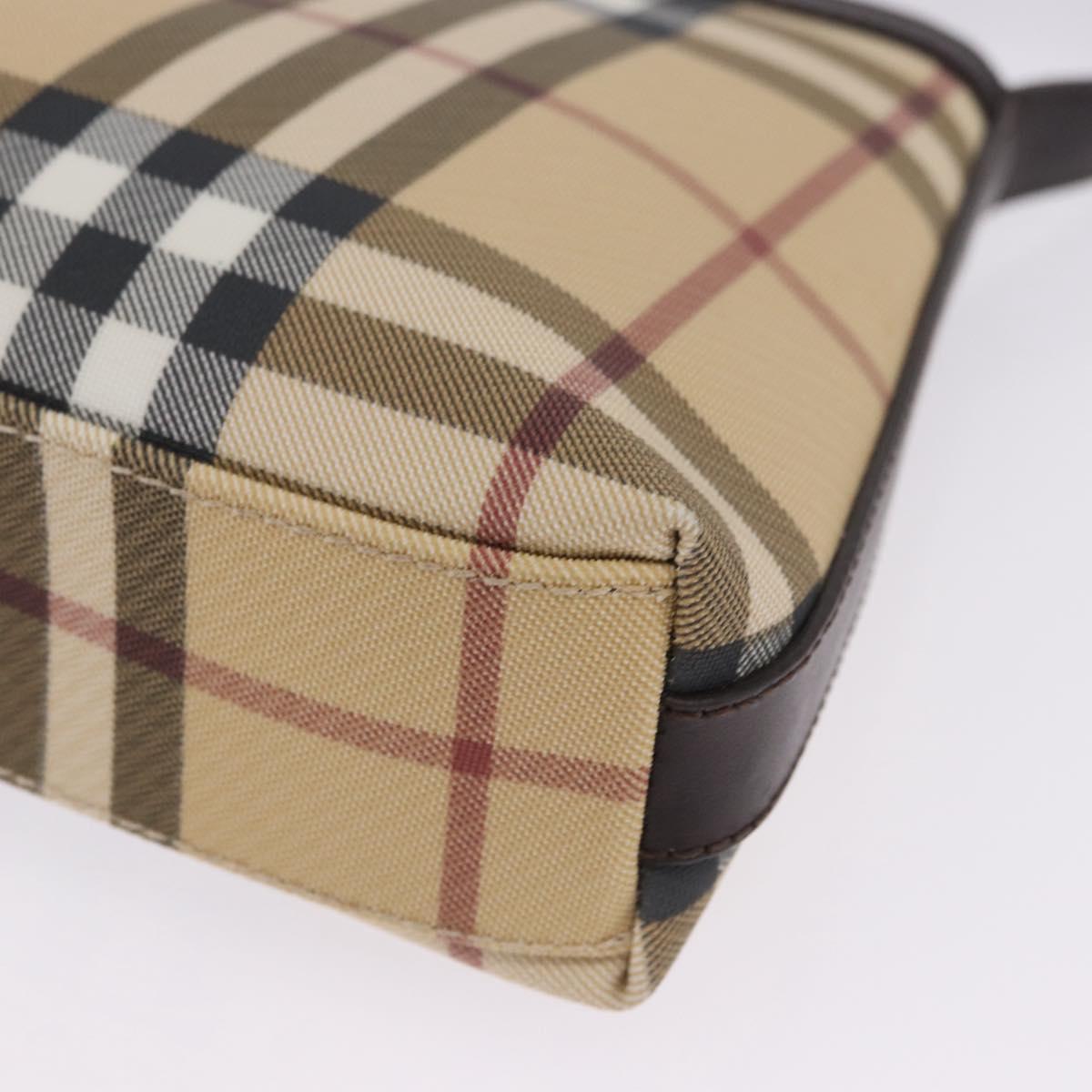 BURBERRY Nova Check Shoulder Bag PVC Beige Auth 203002