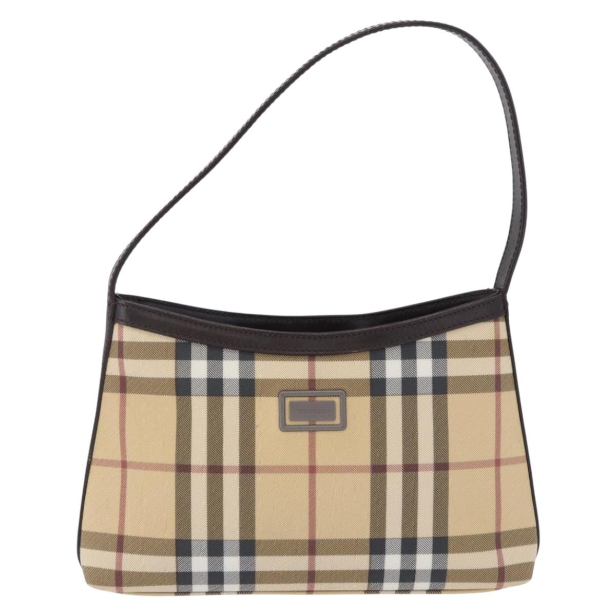 BURBERRY Nova Check Shoulder Bag PVC Beige Auth 203002