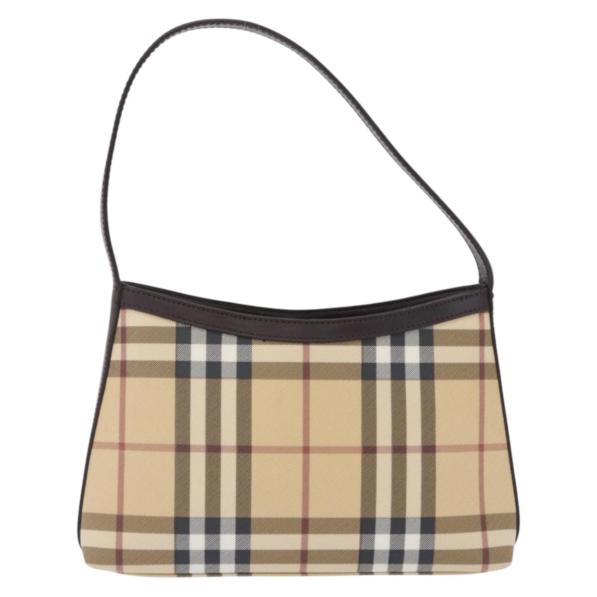 BURBERRY Nova Check Shoulder Bag PVC Beige Auth 203002