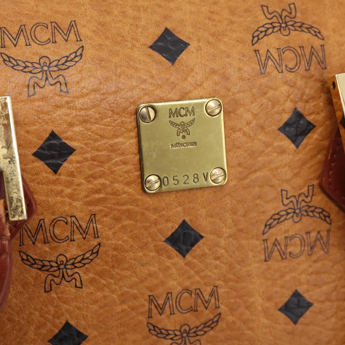 MCM Logogram Vicetos Boston Bag PVC Leather 2way Brown Gold Auth 203004