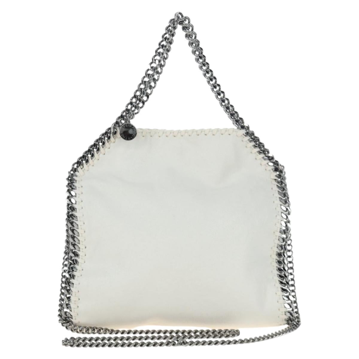 Stella MacCartney Chain Falabella Bag Polyester 2way White Silver Auth 203007A