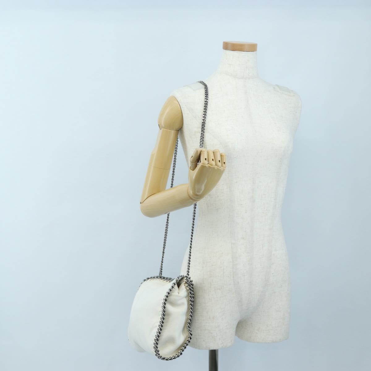 Stella MacCartney Chain Falabella Bag Polyester 2way White Silver Auth 203007A