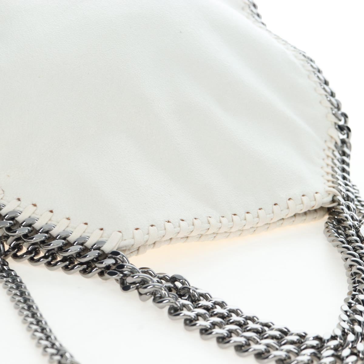 Stella MacCartney Chain Falabella Bag Polyester 2way White Silver Auth 203007A