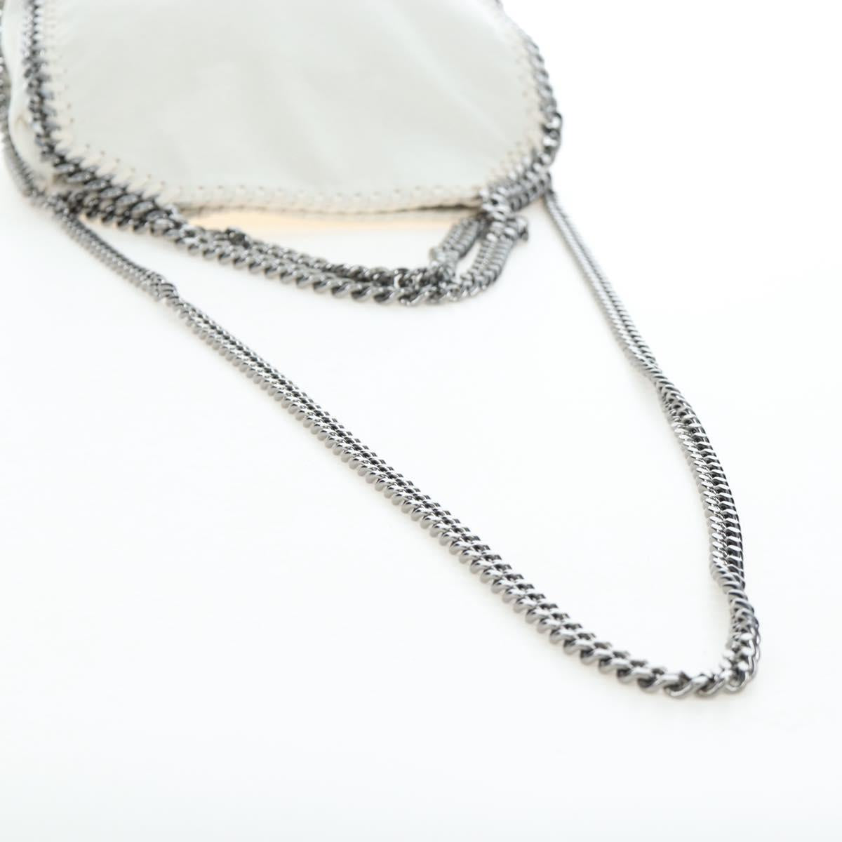 Stella MacCartney Chain Falabella Bag Polyester 2way White Silver Auth 203007A