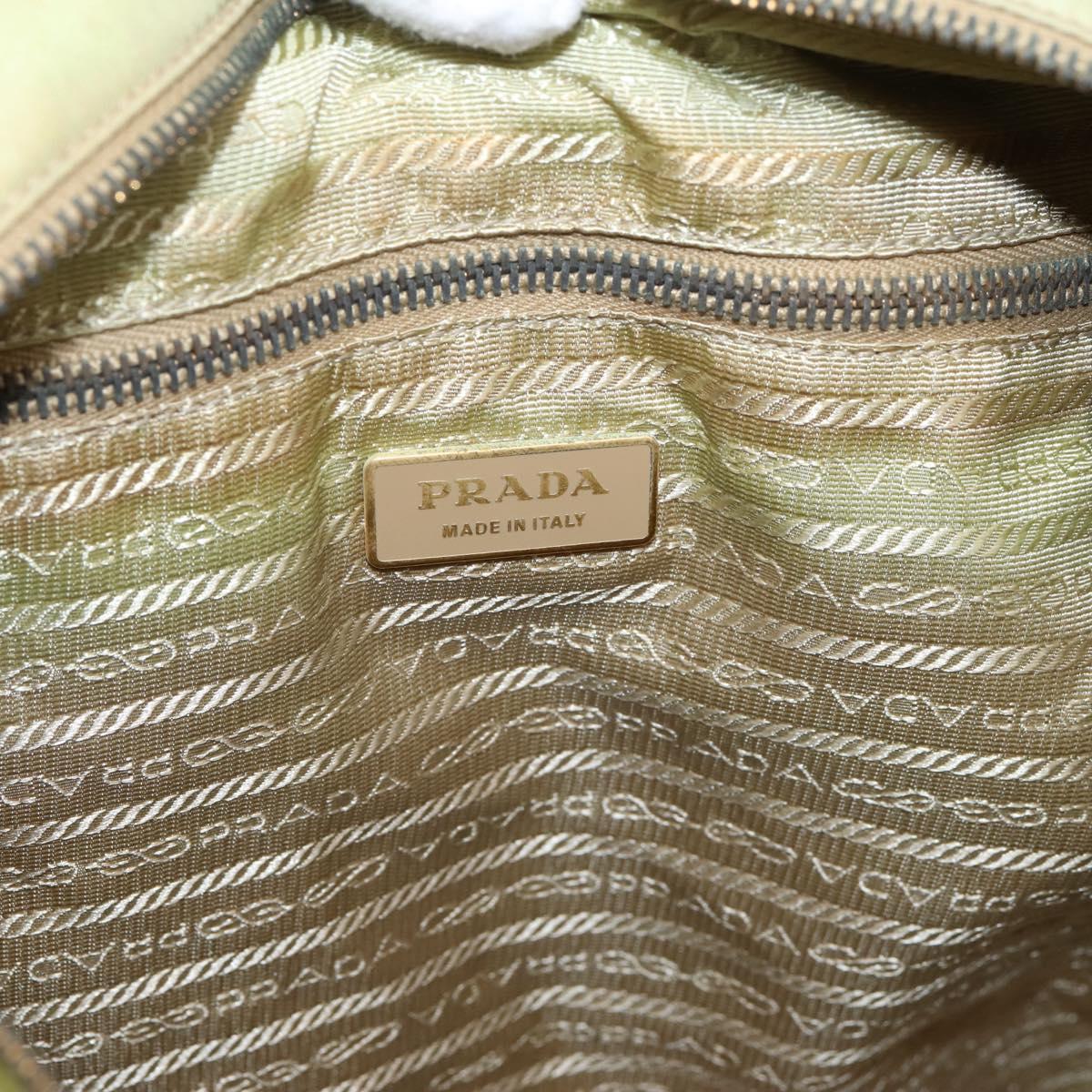 PRADA Hand Bag Nylon Leather 2way Beige Gold Auth 203008