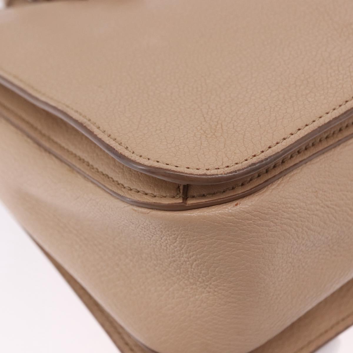 Miu Miu Hand Bag Leather 2way Beige Gold Auth 203009