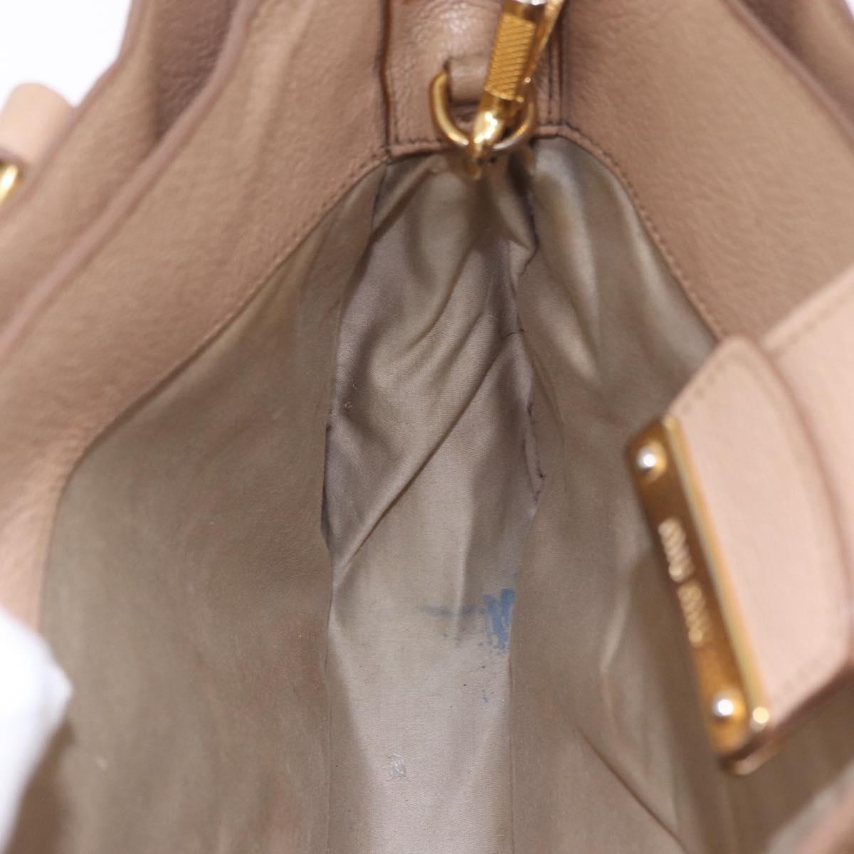 Miu Miu Hand Bag Leather 2way Beige Gold Auth 203009