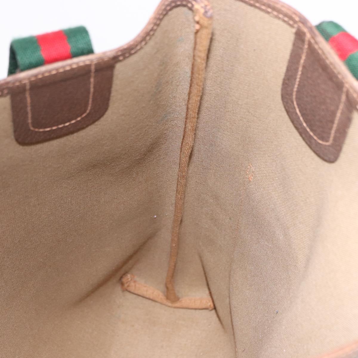 GUCCI GG Supreme Web Sherry Line Tote Bag PVC Beige Gold 89 02 003 Auth 203010