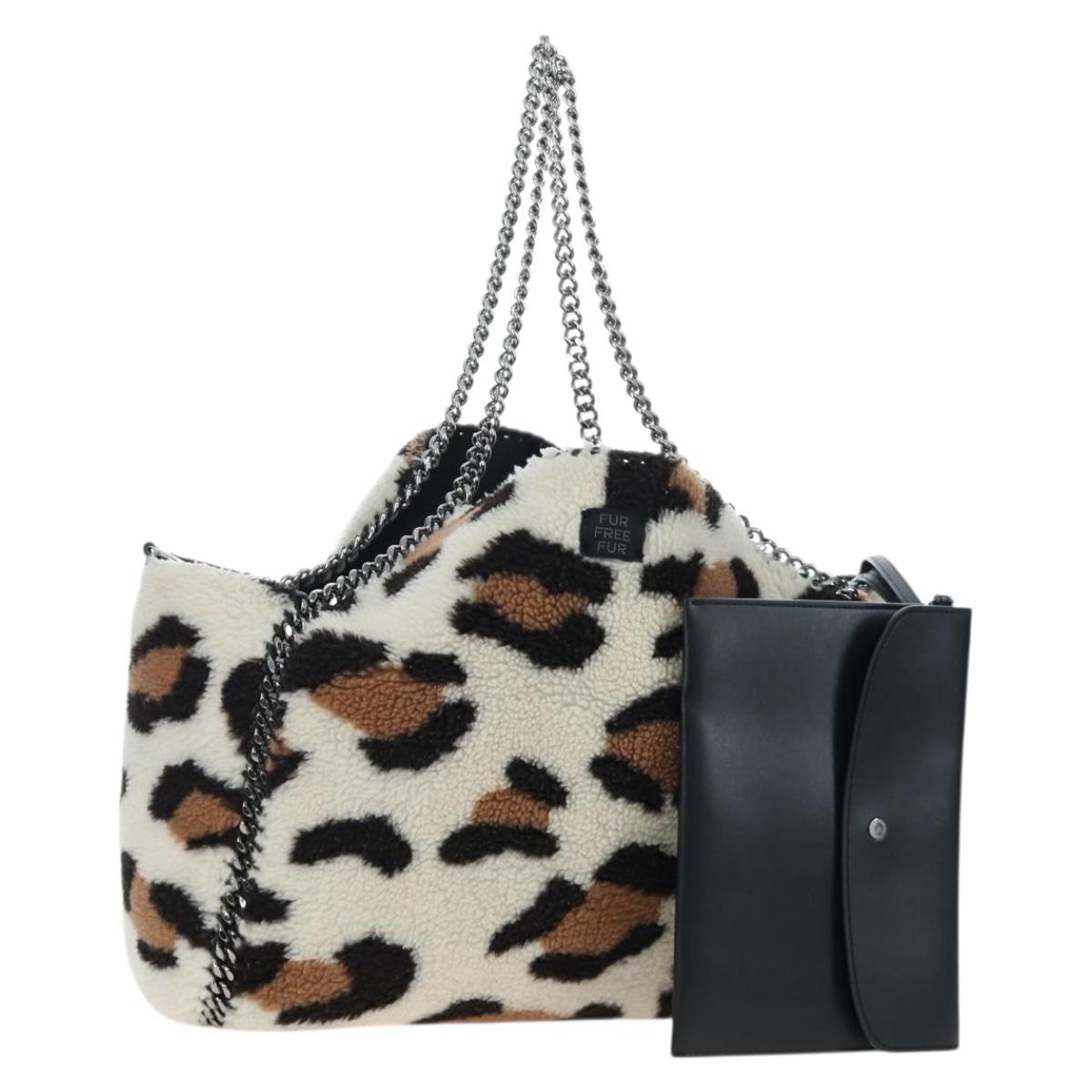 Stella MacCartney Chain Shoulder Tote Bag Bore Ivory Silver Auth 203012V