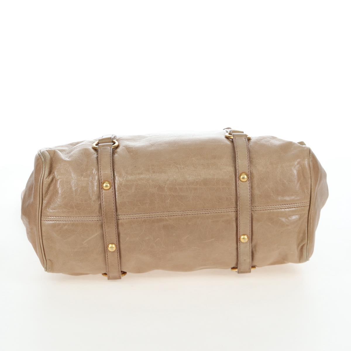 Miu Miu Hand Bag Vitellolux 2way Beige Gold Auth 203013V