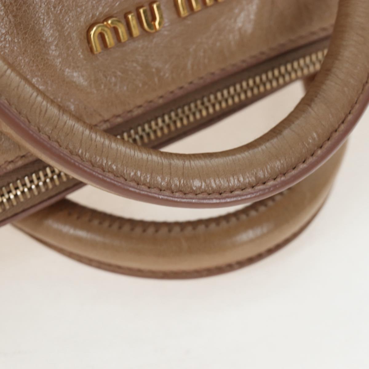 Miu Miu Hand Bag Vitellolux 2way Beige Gold Auth 203013V