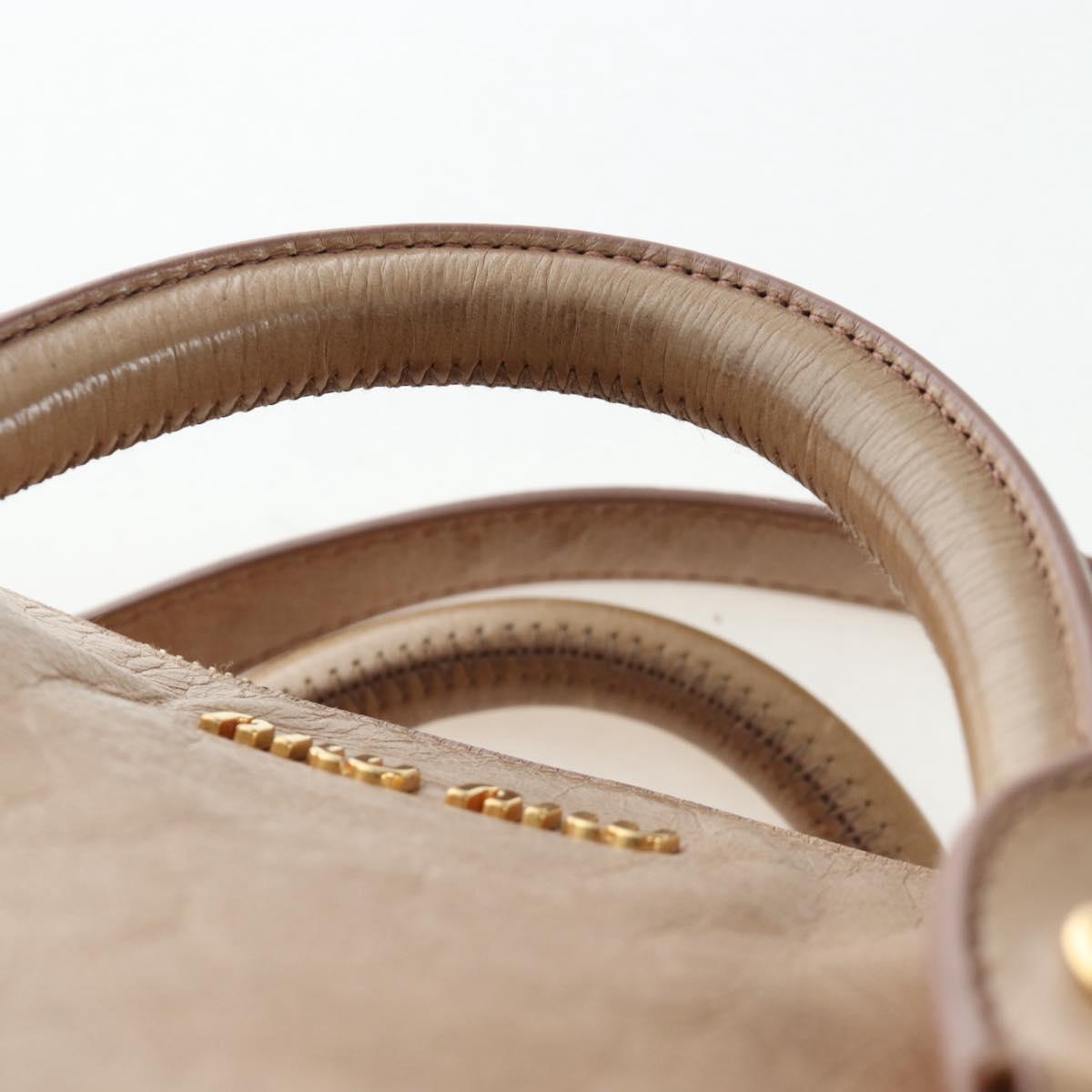 Miu Miu Hand Bag Vitellolux 2way Beige Gold Auth 203013V