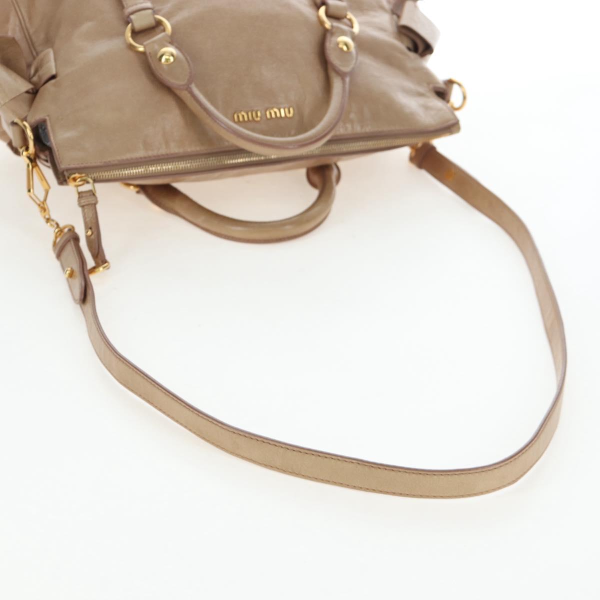 Miu Miu Hand Bag Vitellolux 2way Beige Gold Auth 203013V
