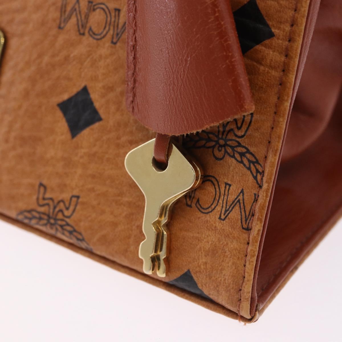 MCM Vicetos Logogram Hand Bag PVC Leather 2way Brown Gold Auth 203014A