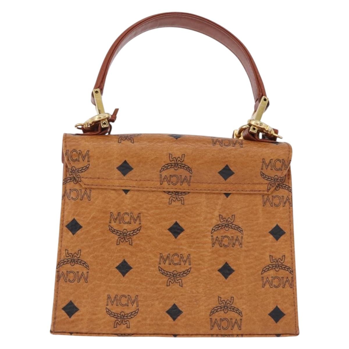 MCM Vicetos Logogram Hand Bag PVC Leather 2way Brown Gold Auth 203014A