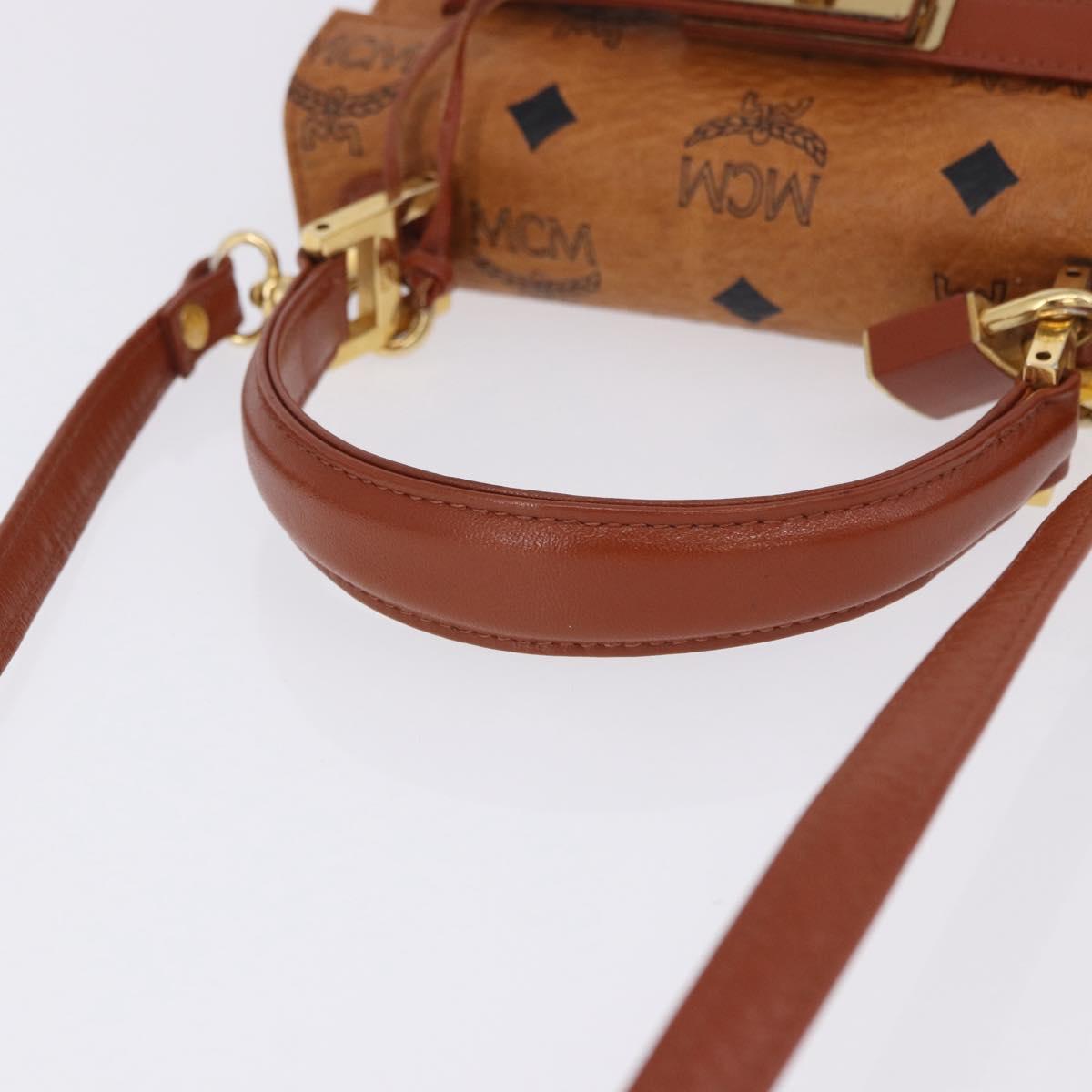 MCM Vicetos Logogram Hand Bag PVC Leather 2way Brown Gold Auth 203014A
