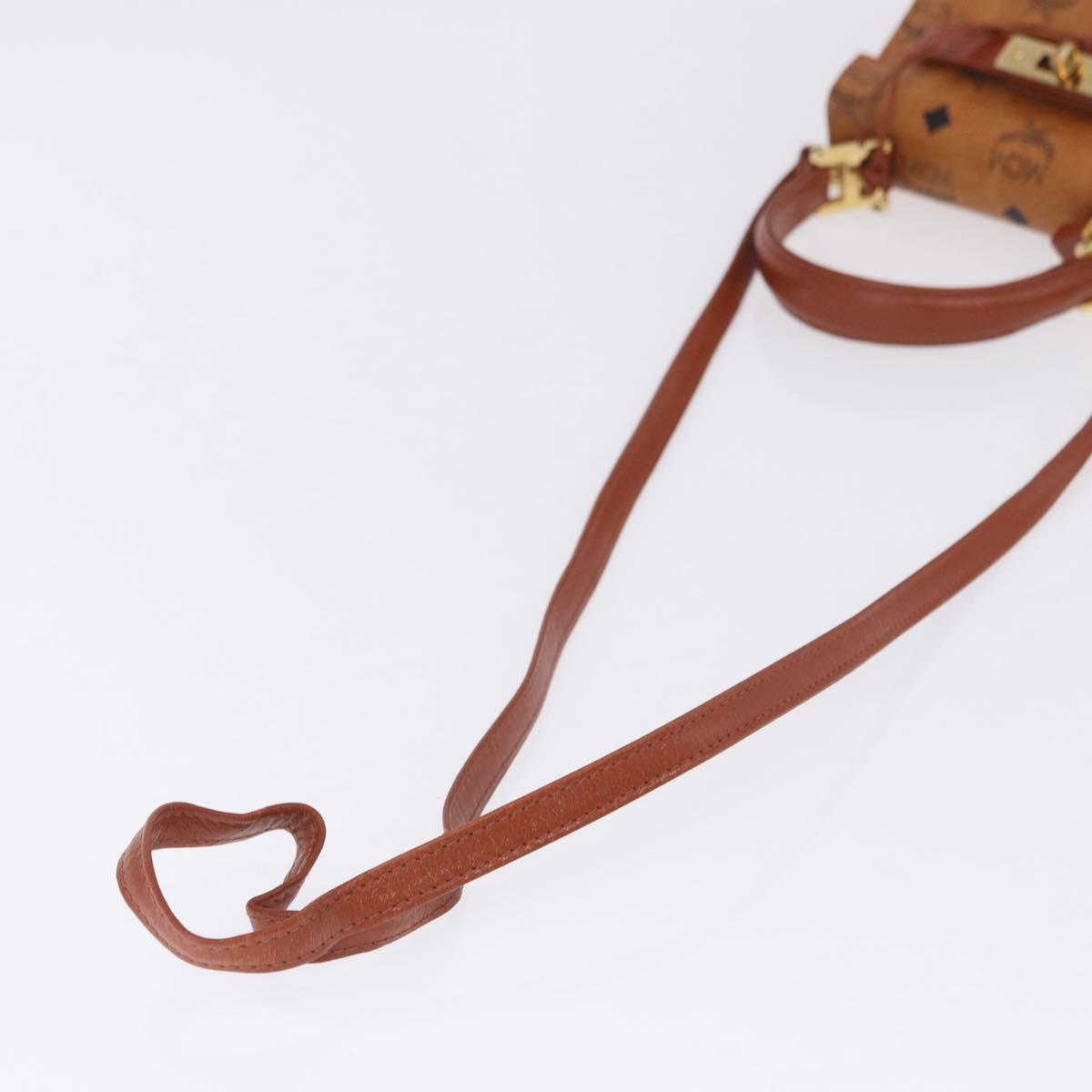 MCM Vicetos Logogram Hand Bag PVC Leather 2way Brown Gold Auth 203014A
