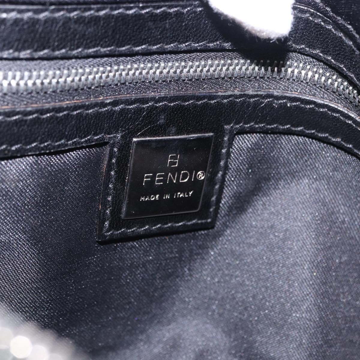 FENDI Mamma Baguette Shoulder Bag Cotton Jersey Black Silver Auth 203020V