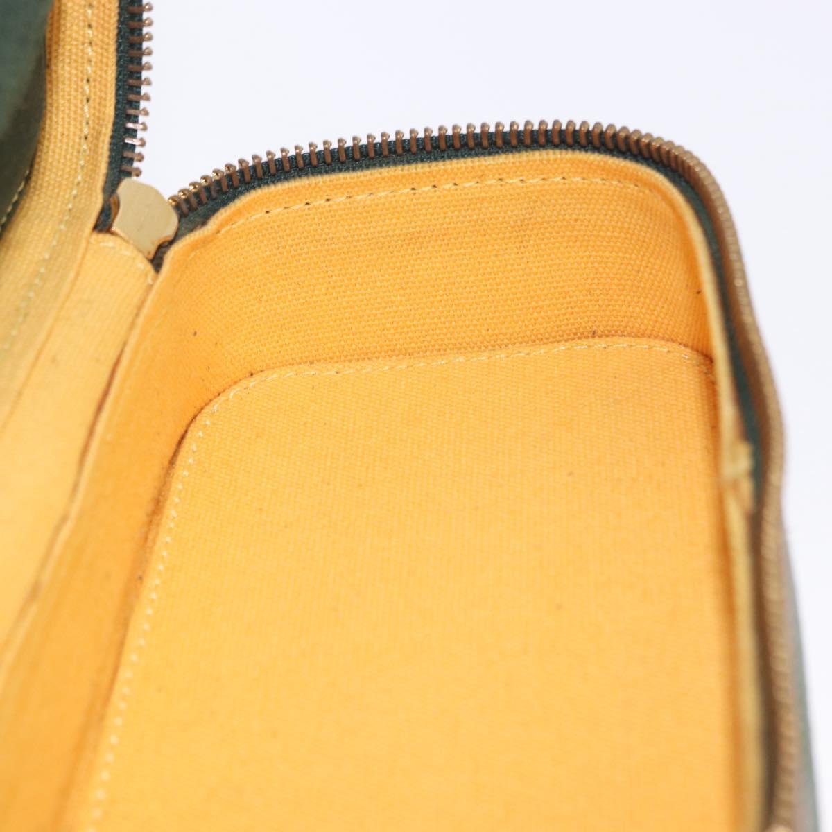 LOEWE Jewelry Pouch Suede Green Gold Auth 203034A