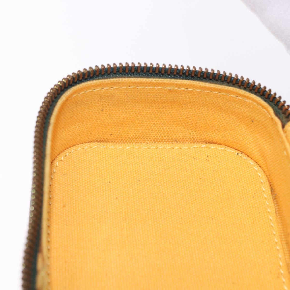 LOEWE Jewelry Pouch Suede Green Gold Auth 203034A