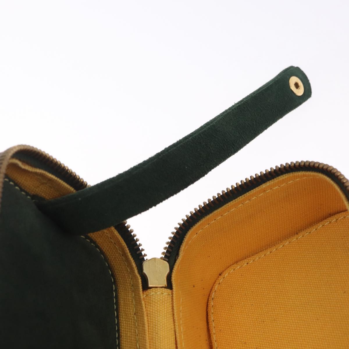 LOEWE Jewelry Pouch Suede Green Gold Auth 203034A