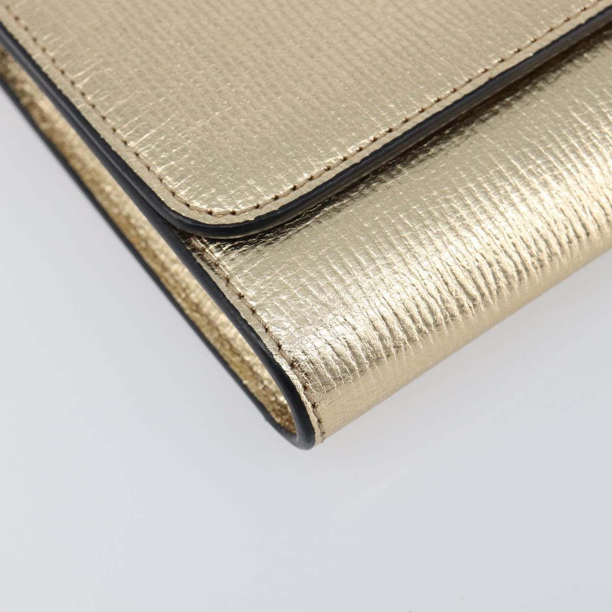 Salvatore Ferragamo Gancini Chain Shoulder Wallet Leather Gold Auth 203036V