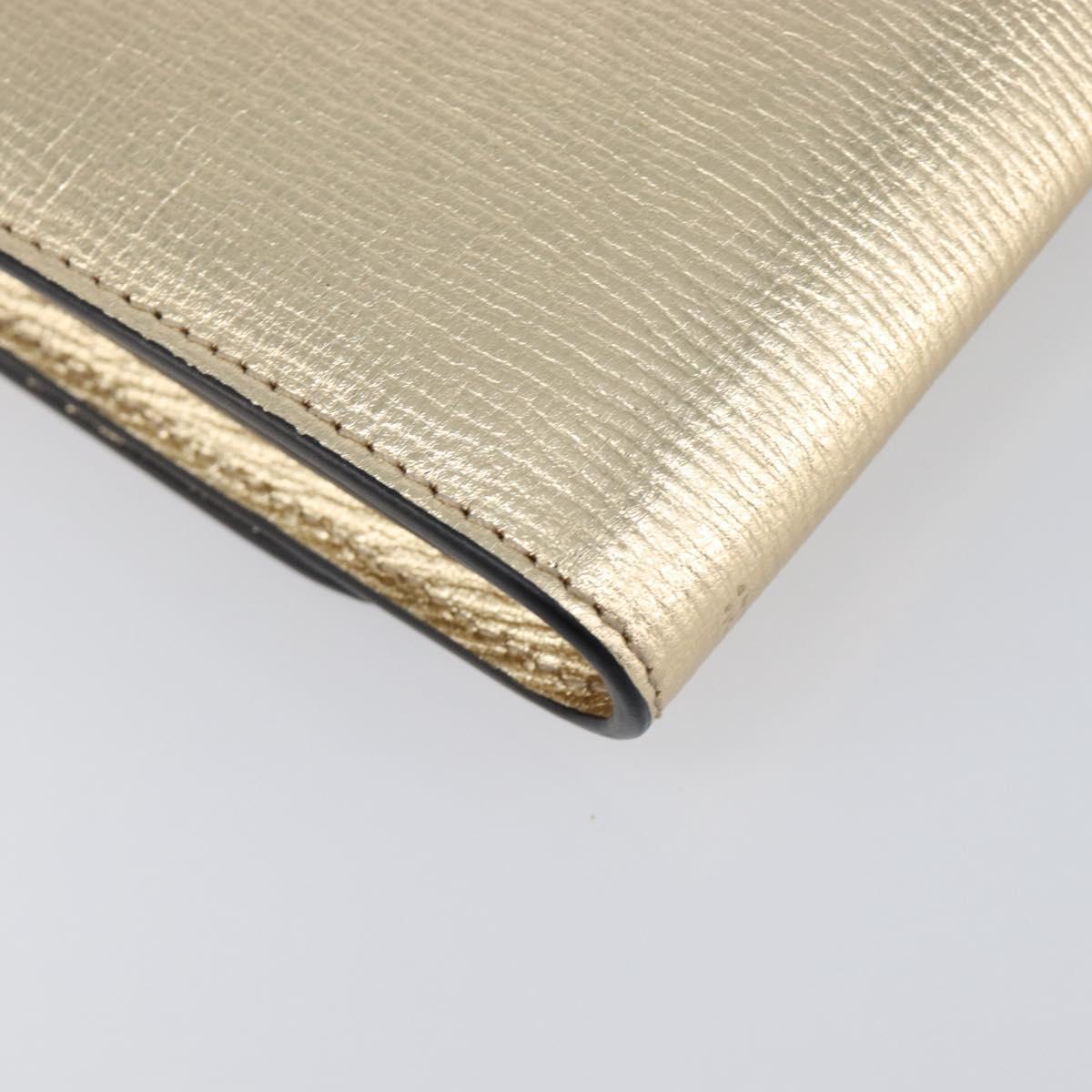 Salvatore Ferragamo Gancini Chain Shoulder Wallet Leather Gold Auth 203036V
