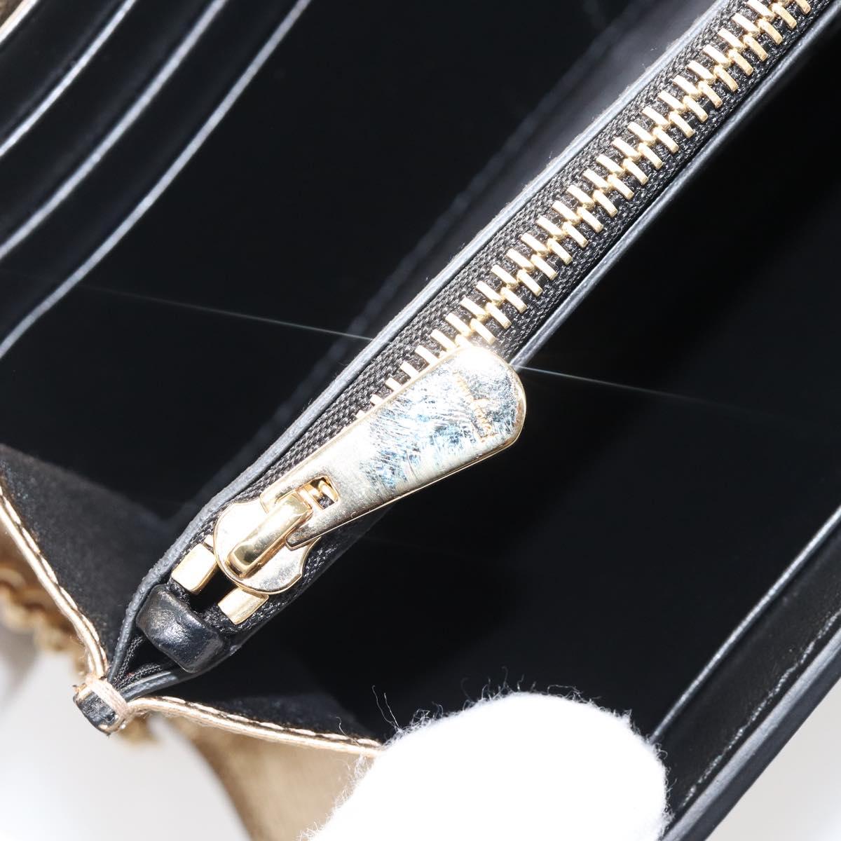 Salvatore Ferragamo Gancini Chain Shoulder Wallet Leather Gold Auth 203036V