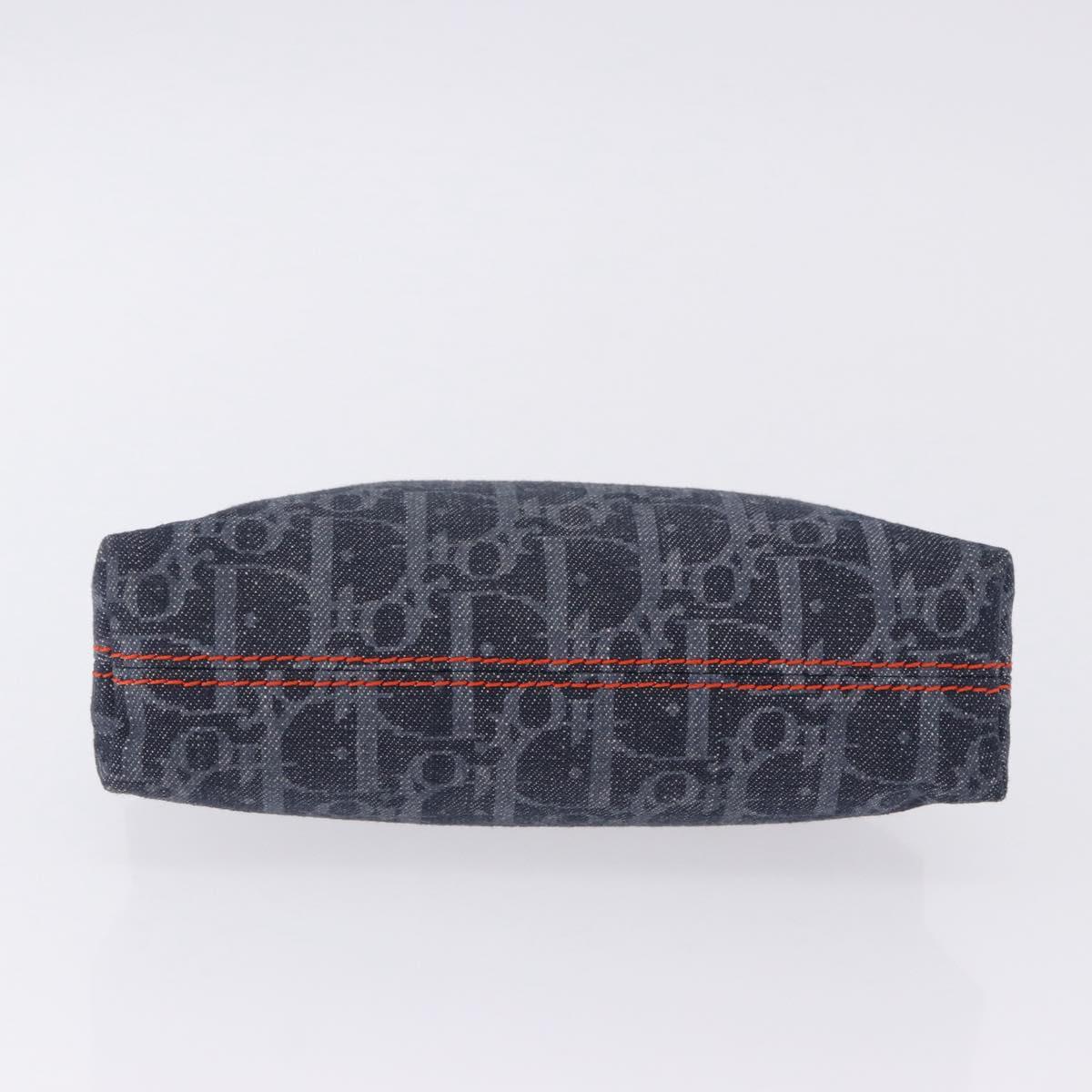 Christian Dior Trotter Canvas Flight Line Pouch Denim Navy Silver Auth 203039A